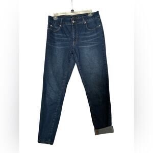 Tahari CHLOE Fit Solutions 10/30 Double Button Skinny Denim Jeans Medium Wash